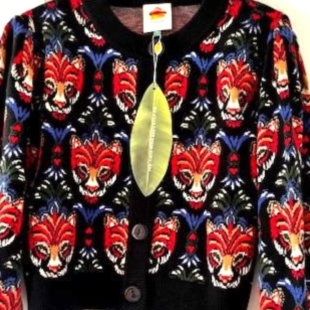 FARM Rio Black Boho Panther Cardigan - Picture 9 of 16